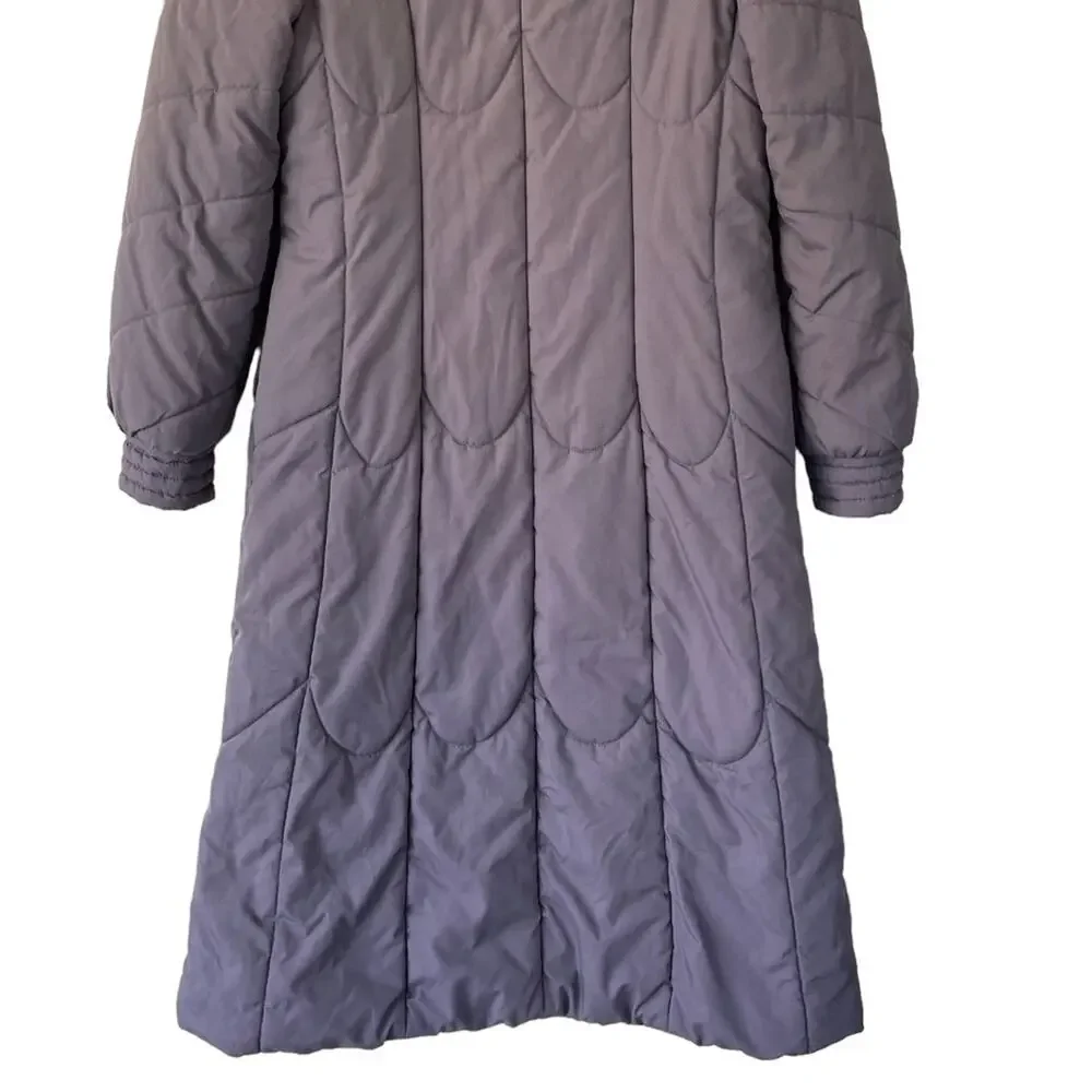 Vintage 80s Purple Puffer Jacket Long Coat Toggle Buttons Stranger Things 7/8